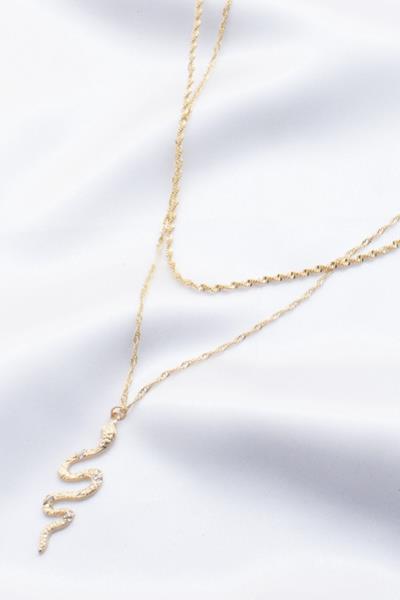 SODAJO SNAKE PENDANT ROPE LINK LAYERED NECKLACE