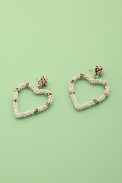 Heart Seed Bead Dangle Earring