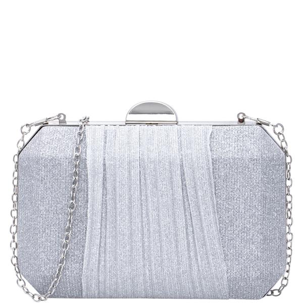 Pleated Glitter Design Evening Clutch Crossbody Bag