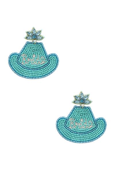 Seed Bead Bridal Hat Dangle Earring