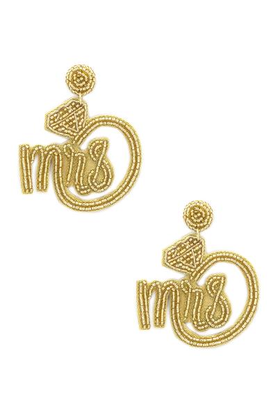 Seed Bead Mrs Ring Earring