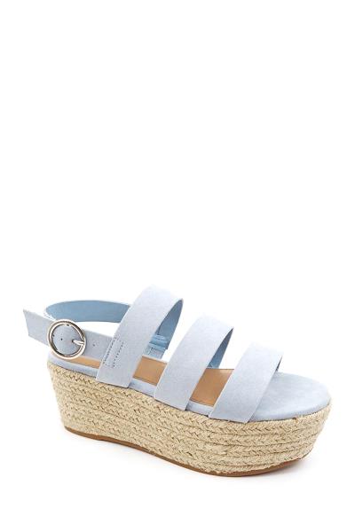 CHIC TRIPLE BUCKLE STRAW PLATFORM SANDALS