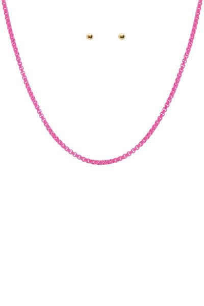 Color Chain Necklace Earring Set