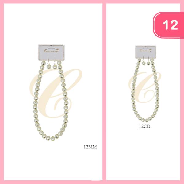 Pearl Necklace Earring Set (12 Units)