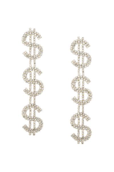 Rhinestone 3 Dollar Long Earring