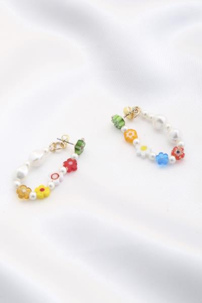 Flower Pearl Bead Dangle Earring