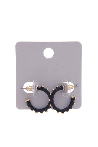 BALL BEAD ENAMEL OPEN CIRCLE EARRING