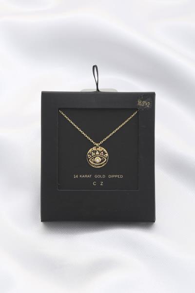 ROUND EYE PENDANT 14 KARAT GOLD DIPPED NECKLACE