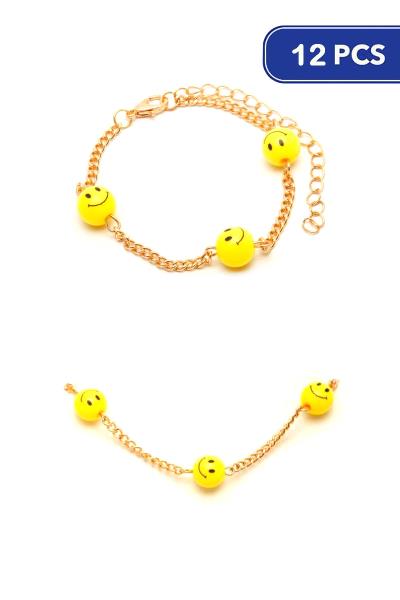 Metal Chain Happy Face Bracelet (12 Units)