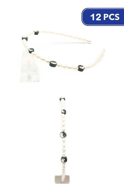 Yin and Yang Happy Face Headband (12 Units)