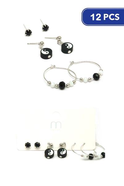 Yin and Yang Earring Set (3 Pairs) (12 Units)