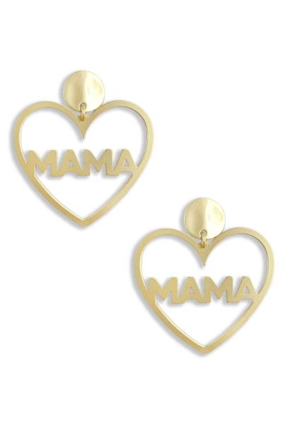 Metal Heart Mama Dangle Earring