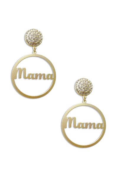 Rhinestone Metal Round Mama Dangle Earring
