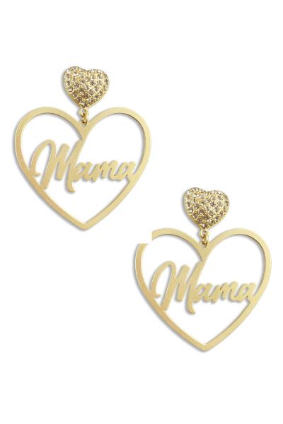 Rhinestone Heart Mama Dangle Earring