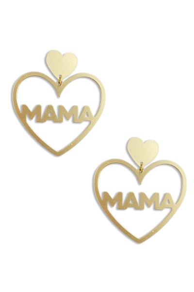 Metal Heart Mama Dangle Earring