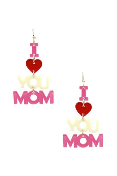 I Love You Mom Dangle Earring