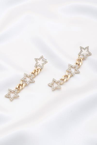 Triple Star Rhinestone Dangle Earring