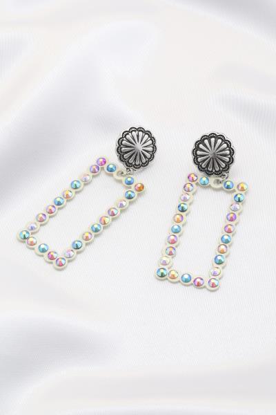 Rhinestone Rectangle Western Style Earring