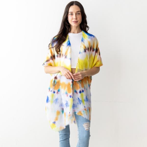 Abstract Tie Dye Print Kimono
