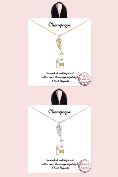 18K GOLD RHODIUM DIPPED CHAMPAGNE NECKLACE