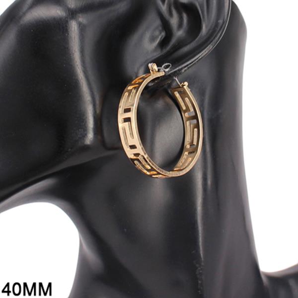 GREEK PATTERN METAL HOOP EARRING