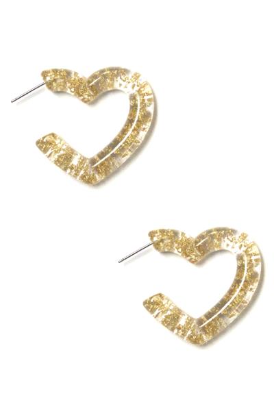 FLAKE METAL HEART HOOP EARRING