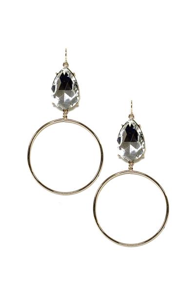 Crystal Stone Round Dangle Earring