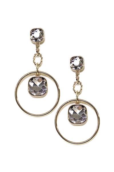 Crystal Stone Round Dangle Earring