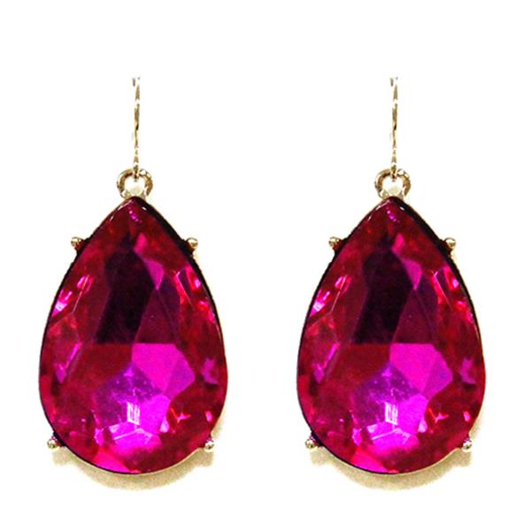 Crystal Stone Teardrop Dangle Earring