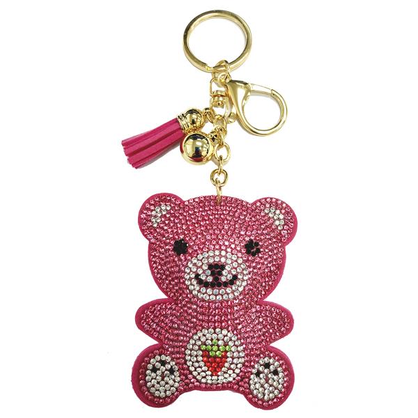 RHINESTONE BEAR KEYCHAIN WITH TASSEL