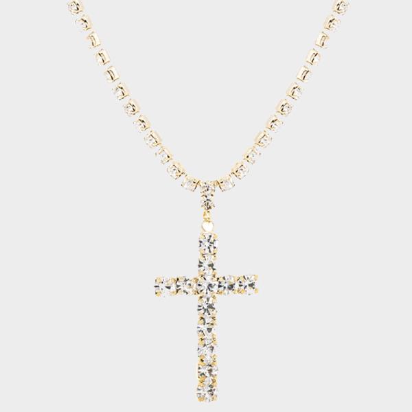 Rhinestone Cross Pendant Necklace