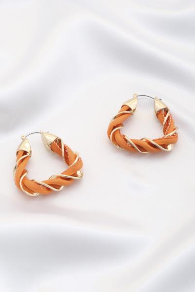 SODAJO Triangle PU Leather Twist Metal Earring