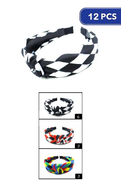 Harlequin Print Knot Headband (12 Units)