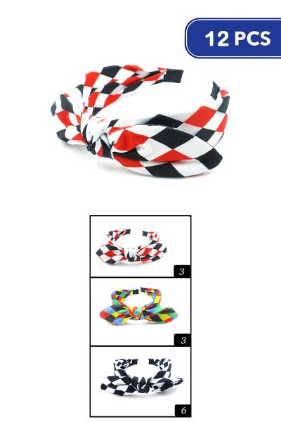 Harlequin Bow Knot Headband (12 Units)