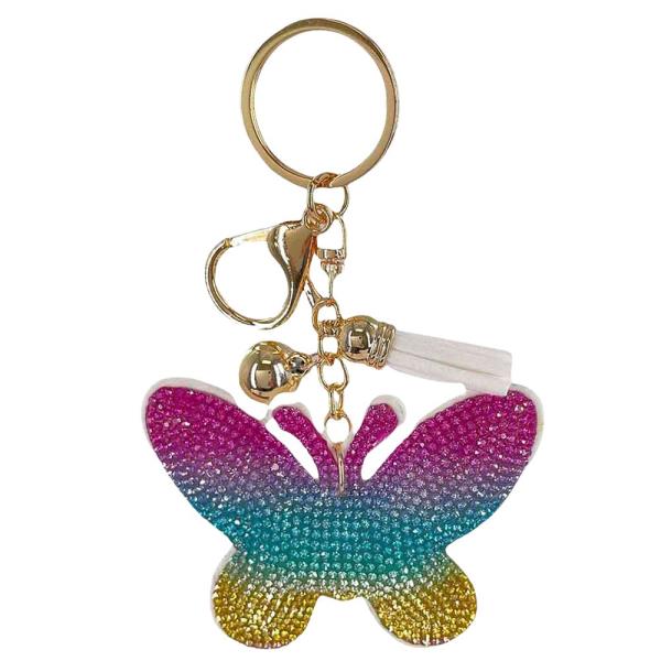 RHINESTONE ICE CREAM KEYCHAIN WITH TASSEL