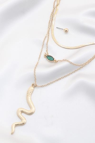 SNAKE PENDANT LAYERED NECKLACE