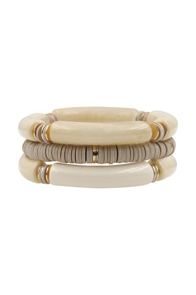 3 ROW RESIN & RUBBER BRACELETS