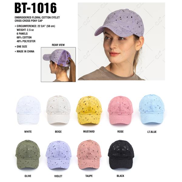 DISTRESSED PEACE SIGN CRISSCROSS PONY CAP
