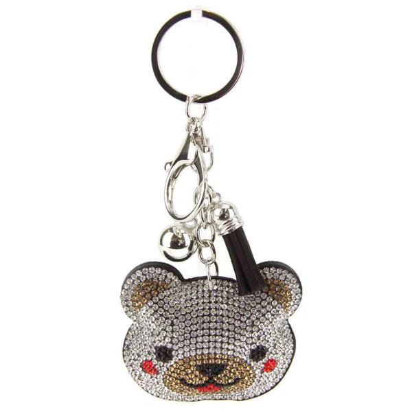 FASHION RHINESTONE BEAR KEYCHAIN WITH TASSEL