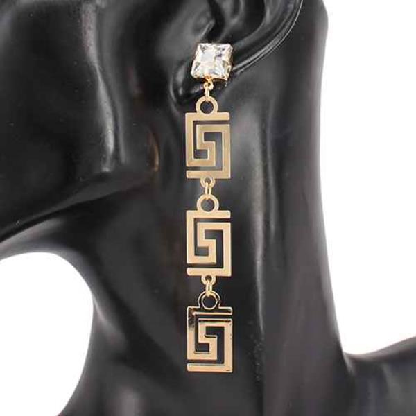 Greek Pattern Crystal Dangle Earring