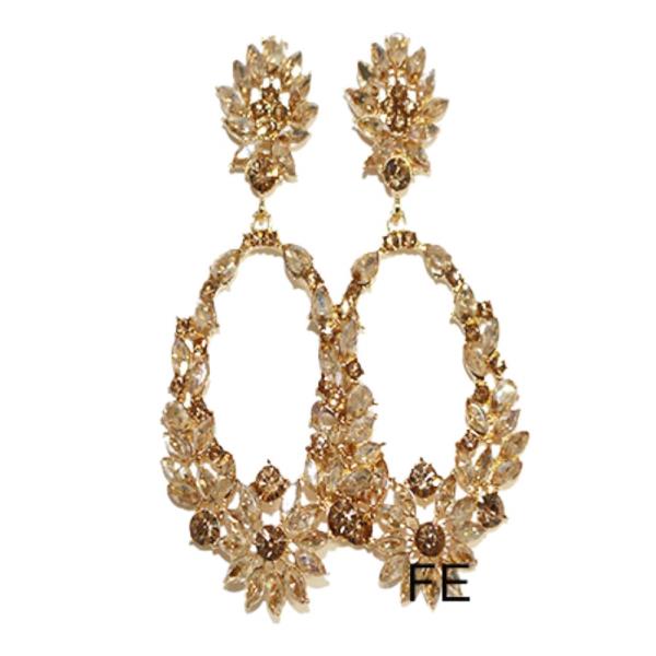 Floral Pattern Crystal Dangle Earring