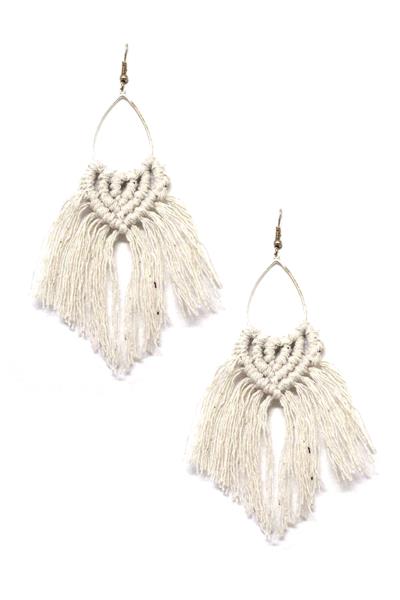 Metal Teardrop Thread Tassel Dangle Earring
