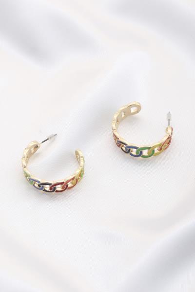 Colorful Curb Link Open Circle Earring