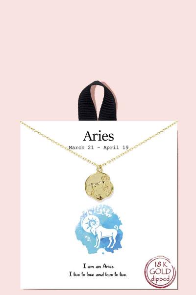 18K GOLD RHODIUM DIPPED HOROSCOPE ZODIAC PENDANT NECKLACE
