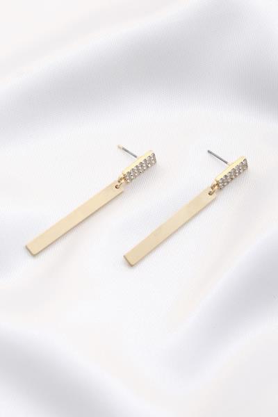Metal Bar Rhinestone Dangle Earring