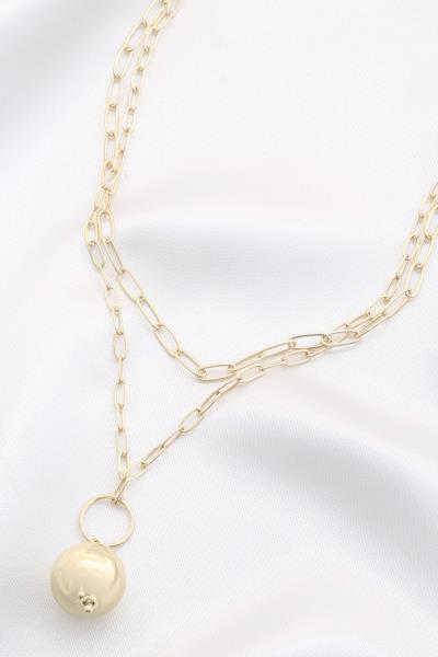 BALL BEAD OVAL LINK LAYERED NECKLACE