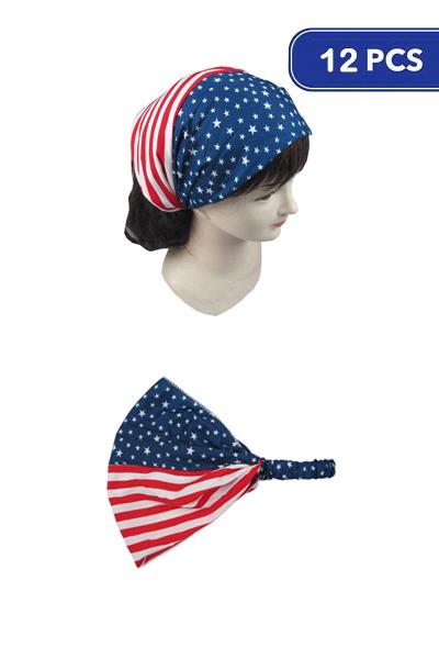 American Flag Color Headband (12 Units)