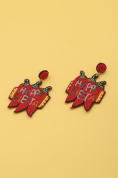 Happy Fiesta Chilli Pepper Seed Bead Earring