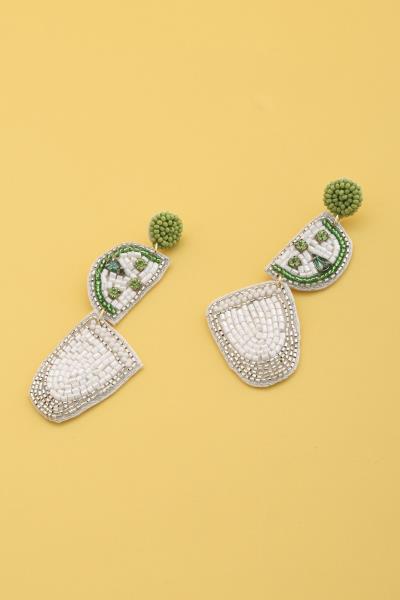 Glass Shot Lime Seed Bead Dangle Earring