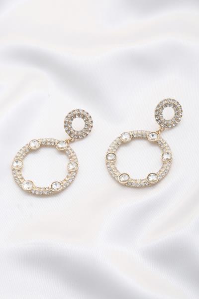 Double Circle Rhinestone Dangle Earring